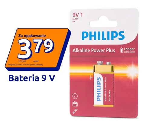 Bateria 9V Philips Alkaline Power Plus promocja w Action