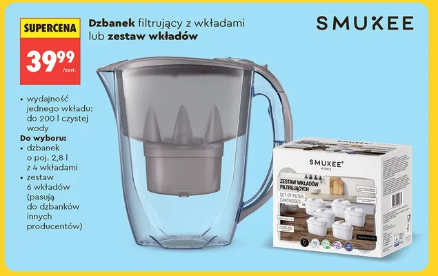 Dzbanek filtrujący z wkładami lub zestaw wkładów promocja w Biedronka