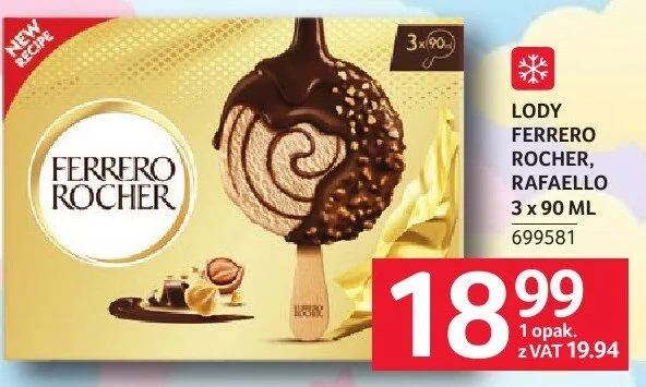 Lody Ferrero Rocher Rafaello 3x90ml promocja w Selgros