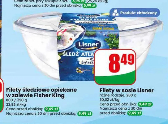 Filety śledziowe w sosie śmietanowym Lisner promocja w Dino