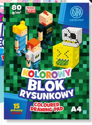 Kolorowy blok rysunkowy A4 15 arkuszy Astra promocja w POLOmarket