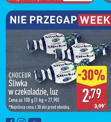 Śliwka w czekoladzie Choceur luz promocja w Aldi