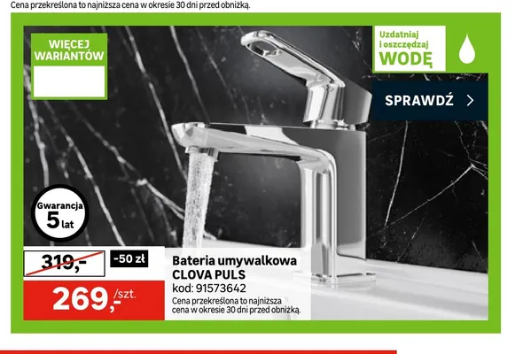 Bateria umywalkowa Clova Puls promocja w Leroy Merlin