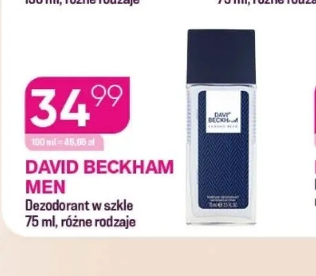 Dezodorant w szkle DAVID BECKHAM MEN 75ml promocja w Drogerie Koliber