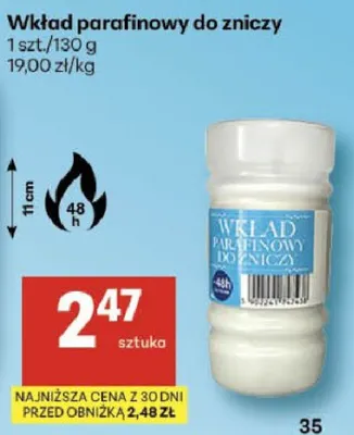 Wkład parafinowy do zniczy promocja w Delikatesy Centrum