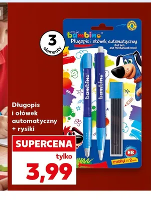 Długopis i ołówek automatyczny z rysikami Bambino promocja w Kaufland