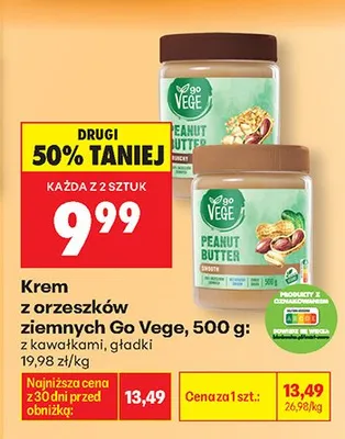 Krem z orzeszków ziemnych gładki Go Vege promocja w Biedronka