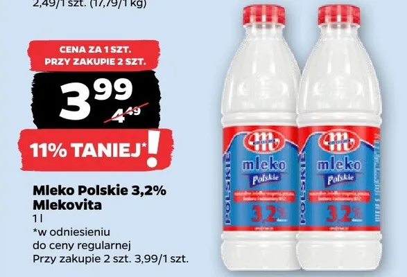 Mleko Polskie 3,2% promocja w Netto