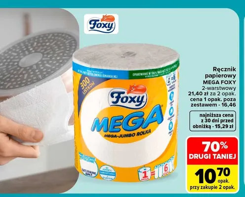 Ręcznik papierowy Mega Foxy 2-warstwowy promocja w Carrefour