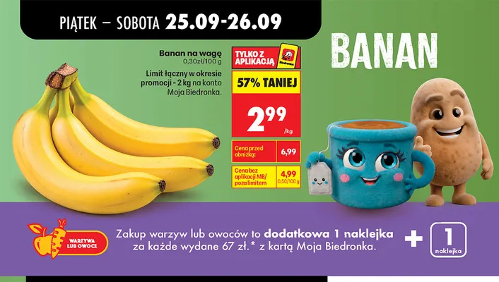 Banany na wagę promocja w Biedronka