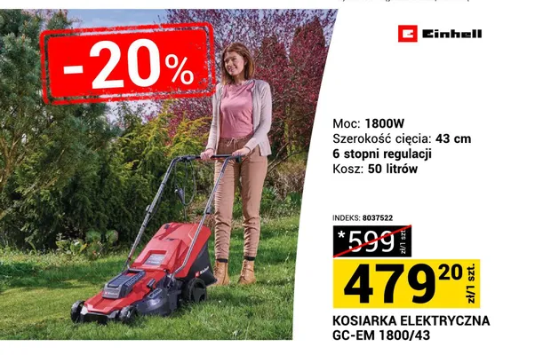 Kosiarka elektryczna Einhell GC-EM 1800/43 promocja w Merkury Market