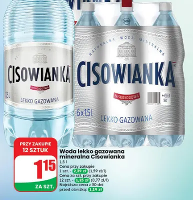 Woda mineralna lekko gazowana Cisowianka promocja w Dino
