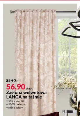 Zasłona welwetowa Langa na taśmie 140x260 cm promocja w Salony Agata