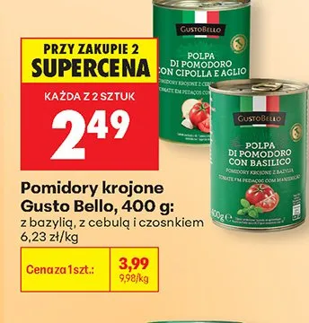 Pomidory krojone z cebulą i czosnkiem Gusto Bello promocja w Biedronka