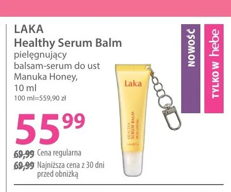 Pielęgnujący balsam-serum do ust Laka Healthy Serum Balm Manuka Honey promocja w Hebe