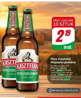 Piwo Kasztelan Niepasteryzowane promocja w Dino