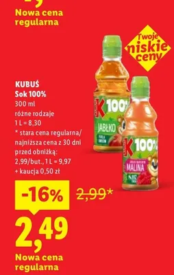 Sok 100% Kubuś promocja w Lidl