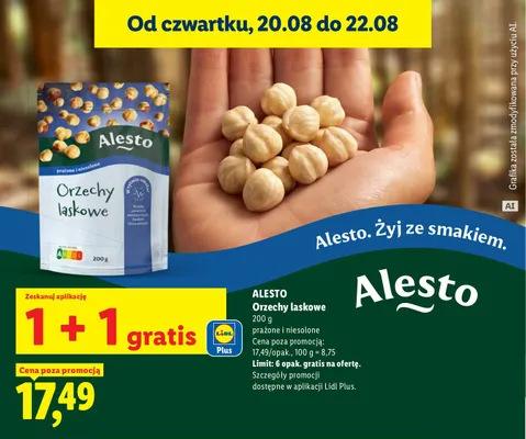 Orzechy laskowe Alesto prażone i niesolone promocja w Lidl