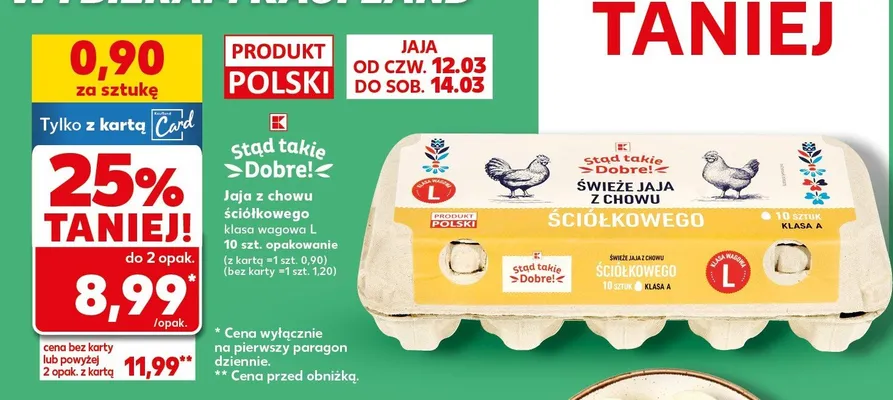 Jaja świeże z chowu ściółkowego klasa wagowa L  promocja w Kaufland