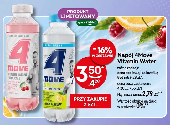 Napój 4Move Vitamin Water Cherry promocja w Żabka