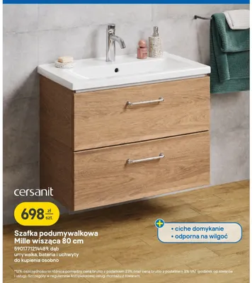 Szafka podumywalkowa Cersanit Mille wisząca 80 cm dąb promocja w Castorama
