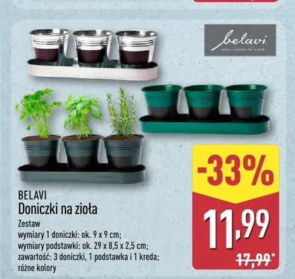 Doniczki na zioła zestaw BELAVI promocja w Aldi