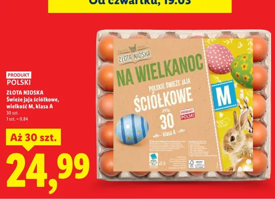 Jaja świeże jaja ściółkowe, wielkość M, klasa A promocja w Lidl