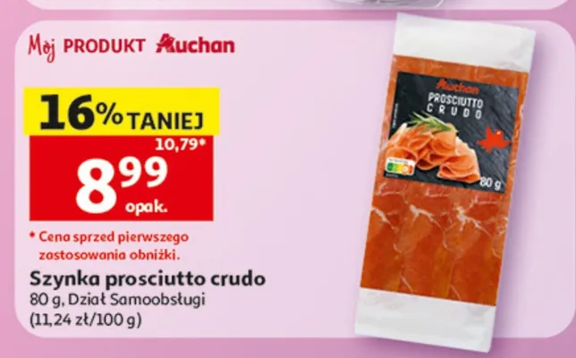 Szynka prosciutto crudo promocja w Auchan