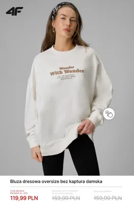 Bluza dresowa oversize bez kaptura damska 4F promocja w 4F