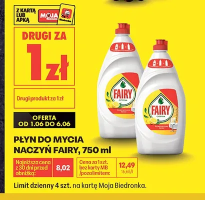 Płyn do mycia naczyń Fairy promocja w Biedronka