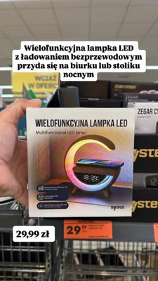 Wielofunkcyjna lampka LED Systec z ładowaniem bezprzewodowym promocja w Biedronka