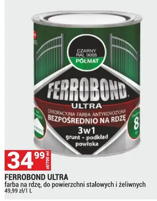 Farba Ferrobond Ultra na rdzę, do powierzchni stalowych i żeliwnych 3w1 promocja w Merkury Market