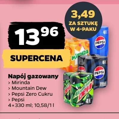 Napój gazowany Mirinda, Mountain Dew, Pepsi Zero, Pepsi promocja w Netto