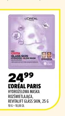 Hydrożelowa maska rozświetlająca L'Oréal Paris Revitalift Glass Skin promocja w Drogerie Natura