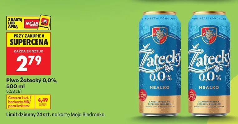 Piwo bezalkoholowe Žatecký promocja w Biedronka