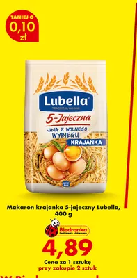 Makaron krajanka 5-jajeczny Lubella promocja w Biedronka