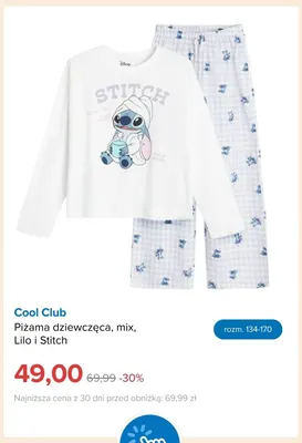 Piżama dziewczęca Lilo i Stitch Cool Club promocja w Smyk