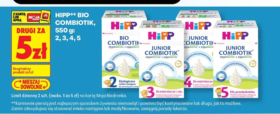 Mleko następne HiPP 2 Bio Combiotik promocja w Biedronka
