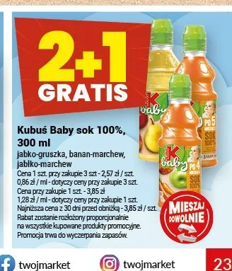 Sok Kubuś Baby jabłko-gruszka promocja w Twój Market