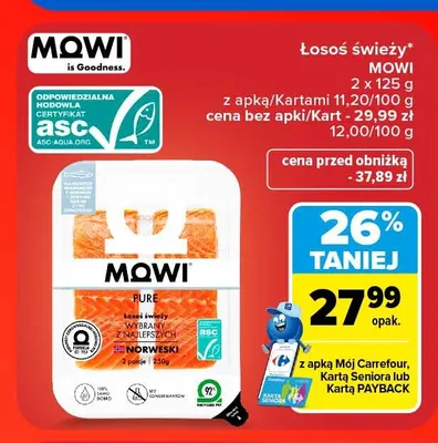 Łosoś świeży Mowi 2-pak promocja w Carrefour Market