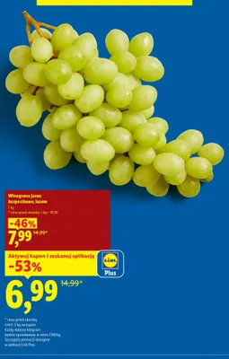 Winogrona jasne bezpestkowe luzem promocja w Lidl