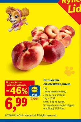 Brzoskwinie ciasteczkowe luzem promocja w Lidl