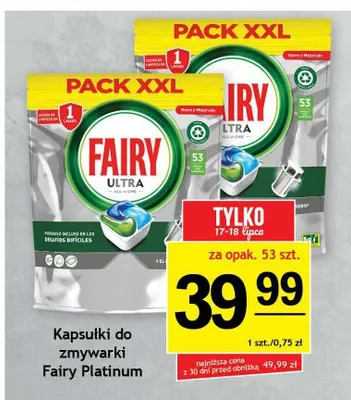 Kapsułki do zmywarki Fairy Platinum promocja w Gram Market