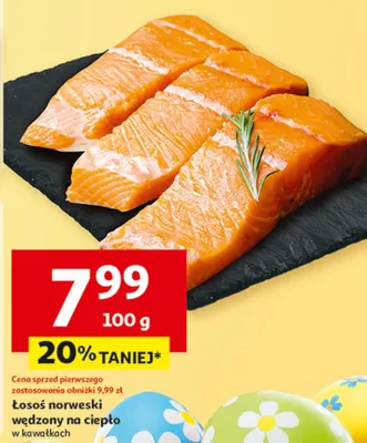 Łosoś norweski wędzony na ciepło w kawałkach promocja w Auchan