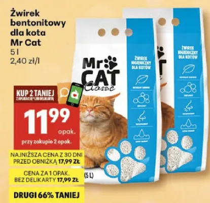 Żwirek bentonitowy dla kota promocja w Delikatesy Centrum