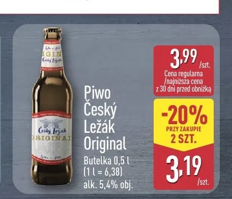 Piwo Český Ležák Original promocja w Aldi