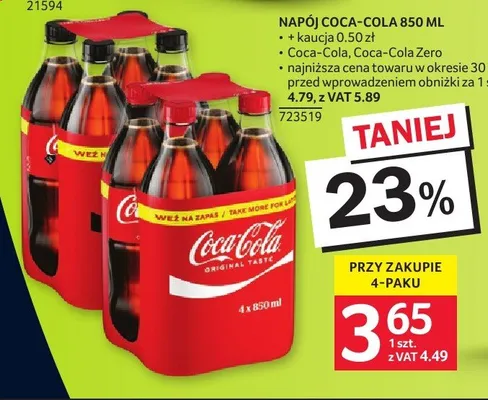 Napój Coca-Cola Zero 4-pak promocja w Selgros