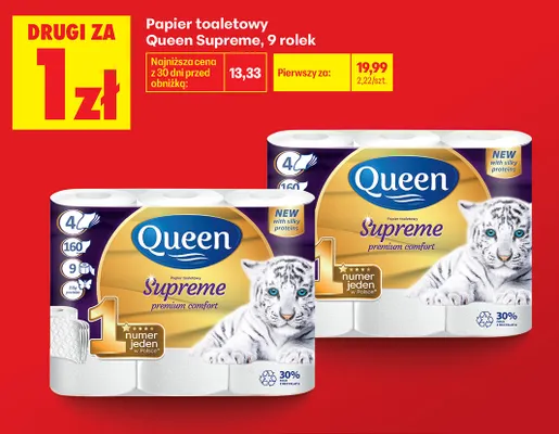 Papier toaletowy Queen Supreme 9-pak promocja w Biedronka