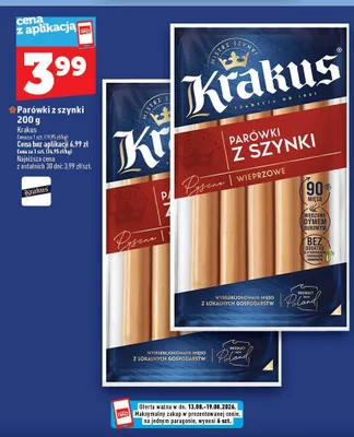 Parówki z szynki Krakus promocja w TOPAZ
