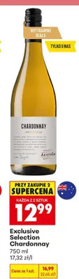 Wino białe wytrawne Exclusive Selection Chardonnay Australia promocja w Biedronka